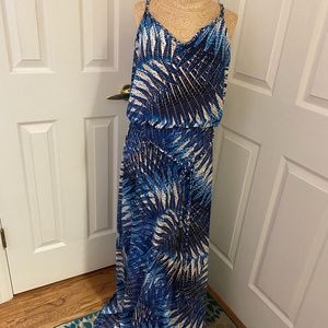 Palm print long dress